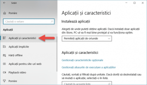Deschide Aplicații și caracteristici