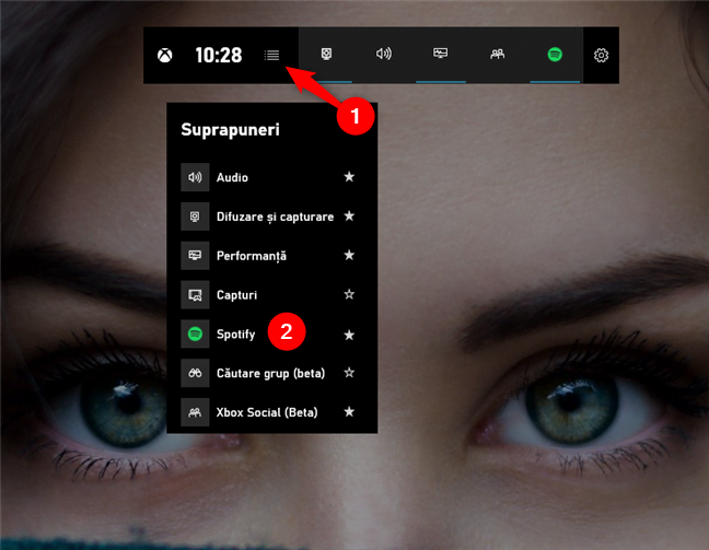 Widget-ul Spotify din meniul Pornire al Xbox Game Bar