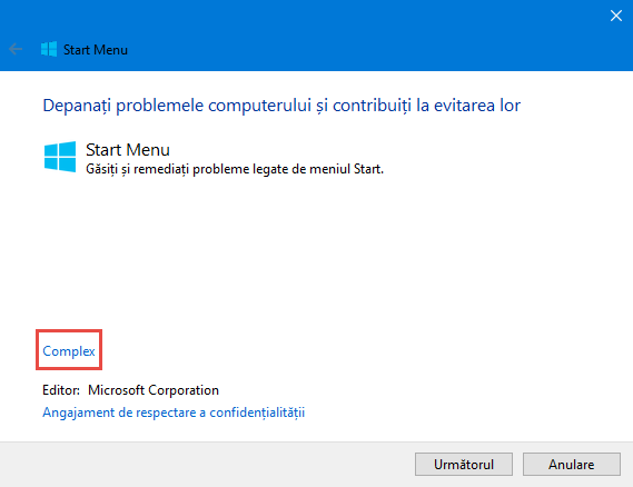 Depanare, Start Menu, Windows 10