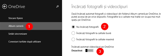 Nu încărcați fotografii și nu Încărcați automat videoclipuri pe OneDrive