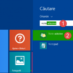 Căutarea notelor adezive pe ecranul Start din Windows 8.1