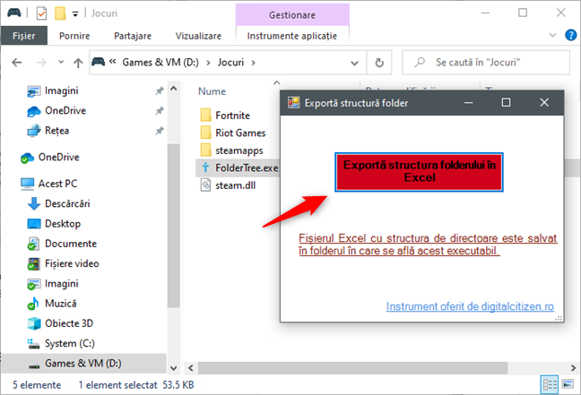 Exportă structura folderului în Excel