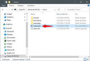 Fișierul text output ce conține arborele folderului