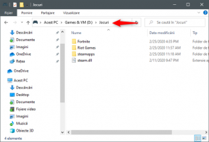 Utilizarea Explorer pentru a ajunge la folder