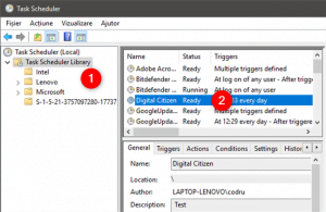 Navigarea prin biblioteca Task Scheduler