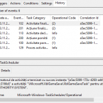 Fila History (Istoric) în Task Scheduler