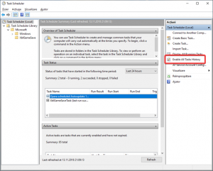 Activează istoricul pentru toate activitățile în Task Scheduler