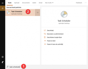 Caută task scheduler în Windows