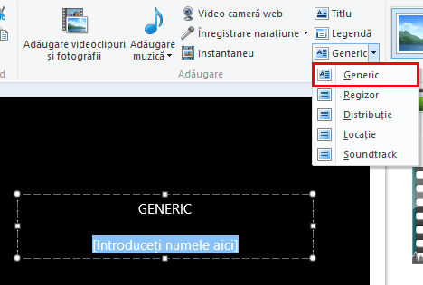 Windows, Movie Maker, filme, adauga, titluri, legende, generice
