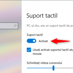 Comutatorul care activează sau dezactivează touchpad-ul