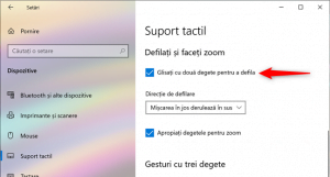 Setare touchpad pentru a derula atunci când glisezi două degete pe el