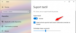 Setarea care dezactivează touchpad-ul atunci când conectezi un mouse