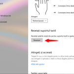 Resetarea setărilor touchpad-ului