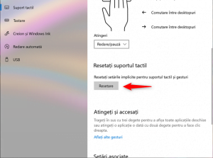 Resetarea setărilor touchpad-ului