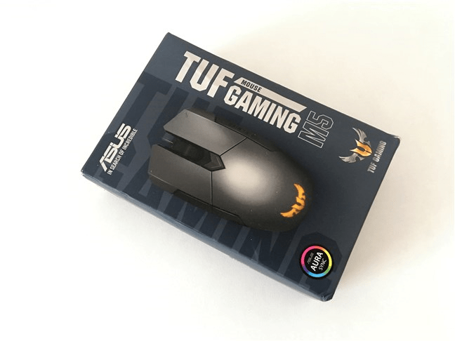 Partea superioară a ambalajului ASUS TUG Gaming M5