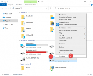 Dă clic dreapta și alege Proprietăți în File Explorer