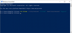 Redenumește o unitate în PowerShell