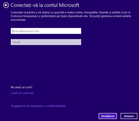 Windows 8.1, Setari PC, transforma, cont local, cont Microsoft