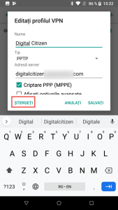 Șterge un profil VPN din Android 8 Oreo