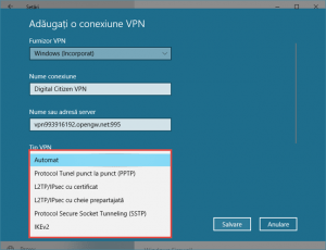 Windows 10, VPN, conexiune