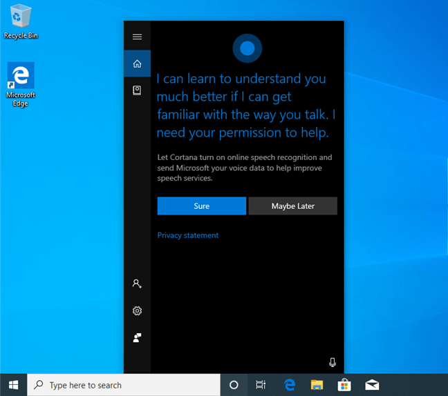 Cortana în Windows 10 May 2019 Update