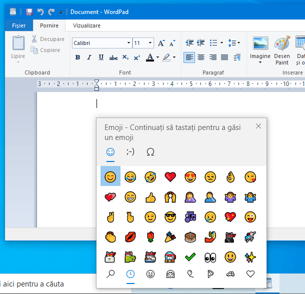 Emoji în Windows 10 May 2019 Update
