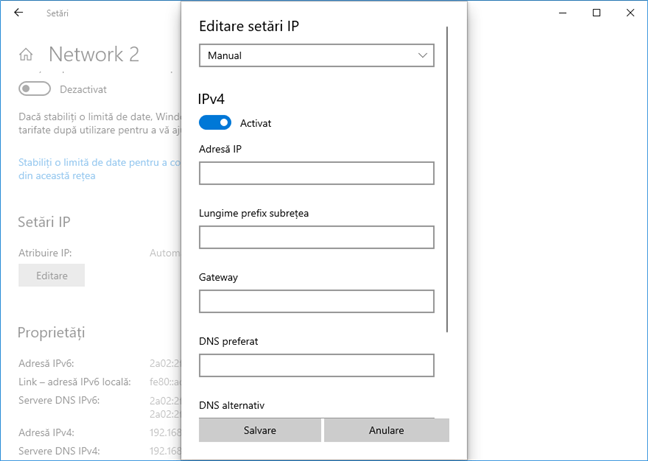 Setări IP în Windows 10 May 2019 Update