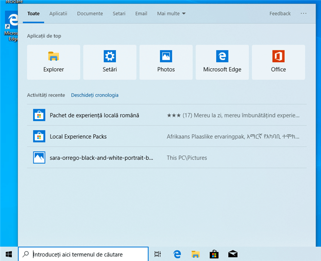 Căutarea în Windows 10 May 2019 Update