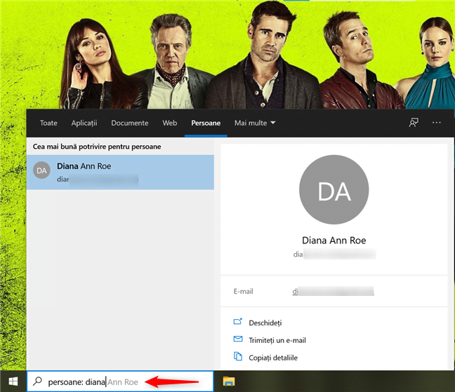 Începe să scrii numele cuiva după persoane: pentru a găsi detaliile de contact