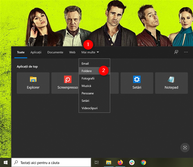 Accesează Mai multe și apasă pe Foldere