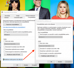 Dacă apeși pe Modificare setări pentru toți utilizatorii, se deschide o fereastră cu aceleași opțiuni