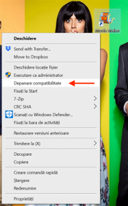 Apasă pe Depanare compatibilitate pentru a porni Depanatorul compatibilitate programe