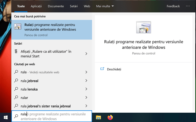 Accesează Rulați programe realizate pentru versiunile anterioare de Windows