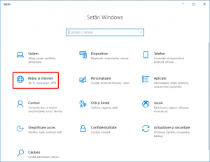 Deschide Rețea și internet în aplicația Setări din Windows 10