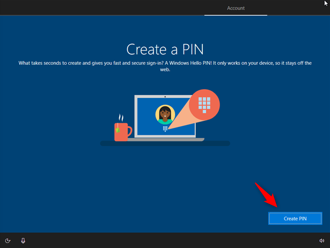 Alegerea de a crea un cod PIN pentru contul tău de utilizator