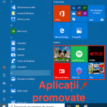 Aplicațiile promovate din Windows 10 din Meniul Start