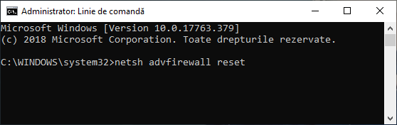 Resetează Paravanul de protecție Windows din CMD (Linia de comandă)