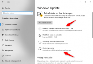 Amânarea actualizărilor de Windows 10