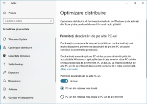 Optimizarea distribuirii actualizărilor de Windows 10