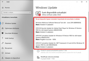 Aceste actualizări sunt disponibile pentru Windows 10