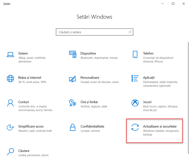 Windows 10 - Actualizare și securitate