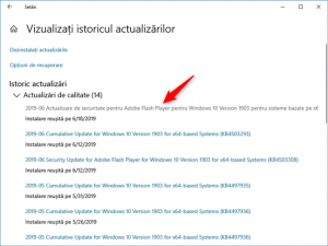 Clic pe o actualizare pentru Windows 10