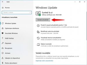 Butonul Căutați actualizări