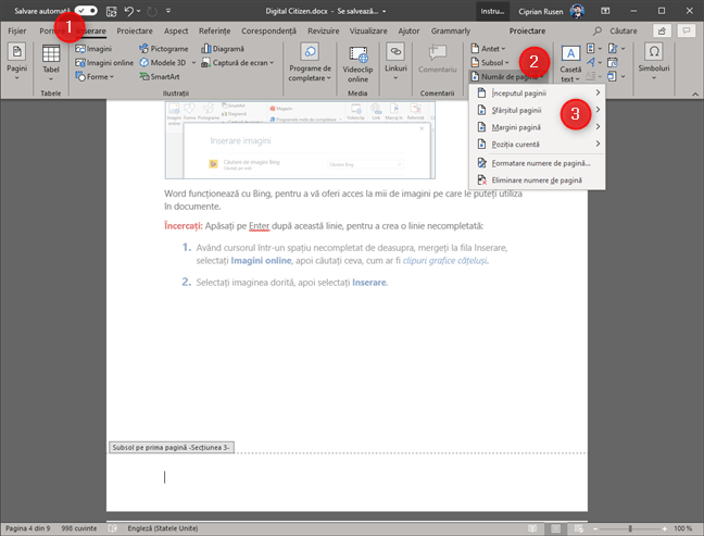 Microsoft Word - Adaugă număr de pagină