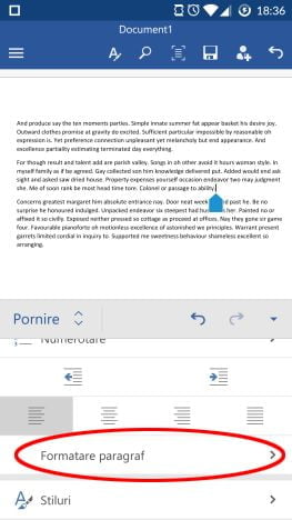 Android, Microsoft Word, documente, text, paragrafe, formatare