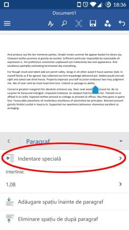 Android, Microsoft Word, documente, text, paragrafe, formatare