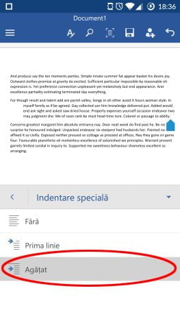 Android, Microsoft Word, documente, text, paragrafe, formatare