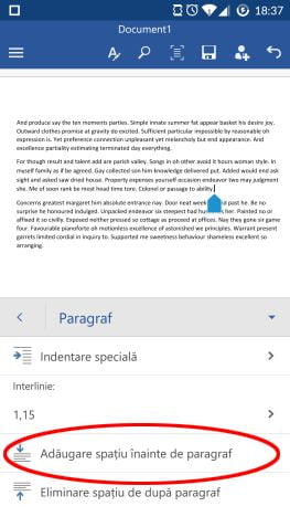 Android, Microsoft Word, documente, text, paragrafe, formatare