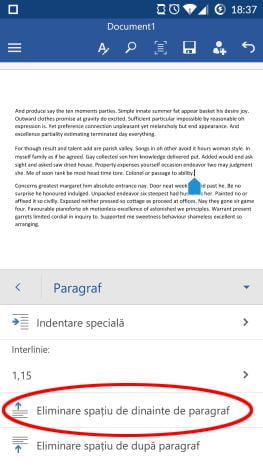 Android, Microsoft Word, documente, text, paragrafe, formatare