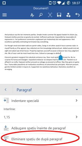 Android, Microsoft Word, documente, text, paragrafe, formatare